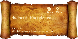 Madacsi Kocsárd névjegykártya